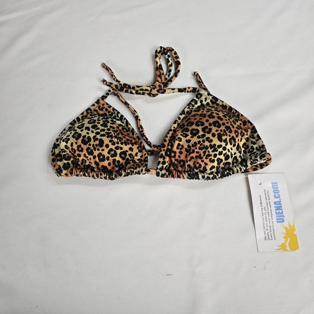 New Ujena Cheetah Leopard Animal Print Bikini Top Only Medium